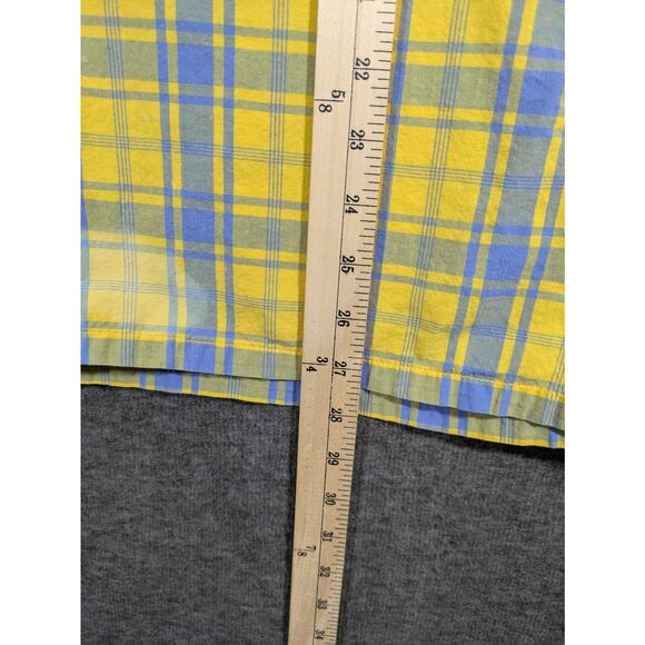 Bugle Boy Vintage Yellow Plaid Short Sleeve Button Up Shirt Hawaiian Y2K Size L - Picture 7 of 10